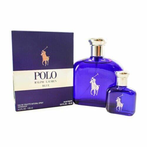 Ralph Lauren Polo Blue Cologne Gift Set For Men 2 Pieces 4.2 oz 0.5 oz Edt