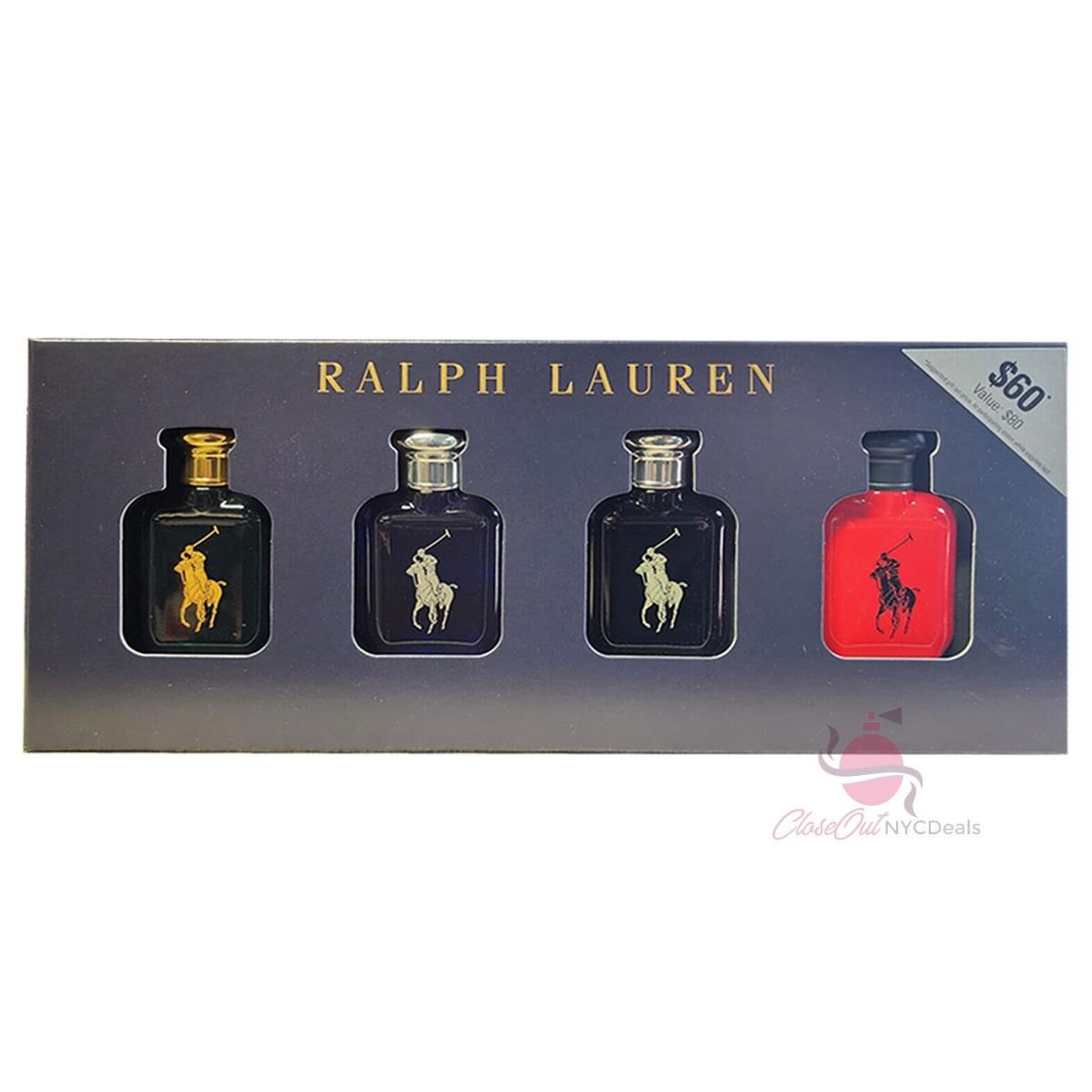 Ralph Lauren 0.5 oz 4 pc Edt Splash Gift Set-polo+polo Blue+polo Black+polo Red