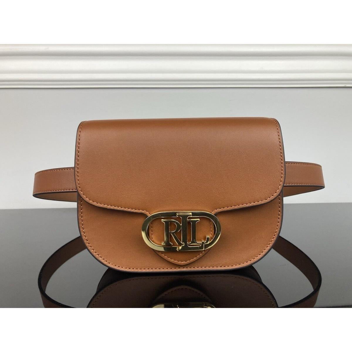 Ralph Lauren Women`s All Carryout Addie Leather Belt Bag Brown Tan Gold M - L