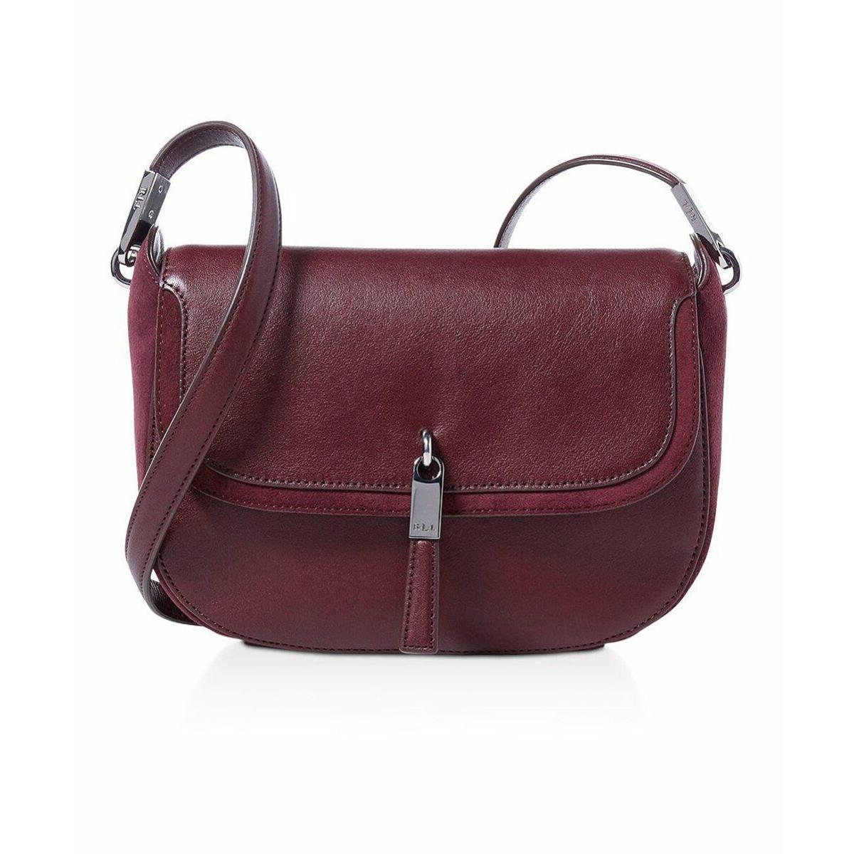 Ralph Lauren Berwick Nora Crossbody Claret Silver Leather