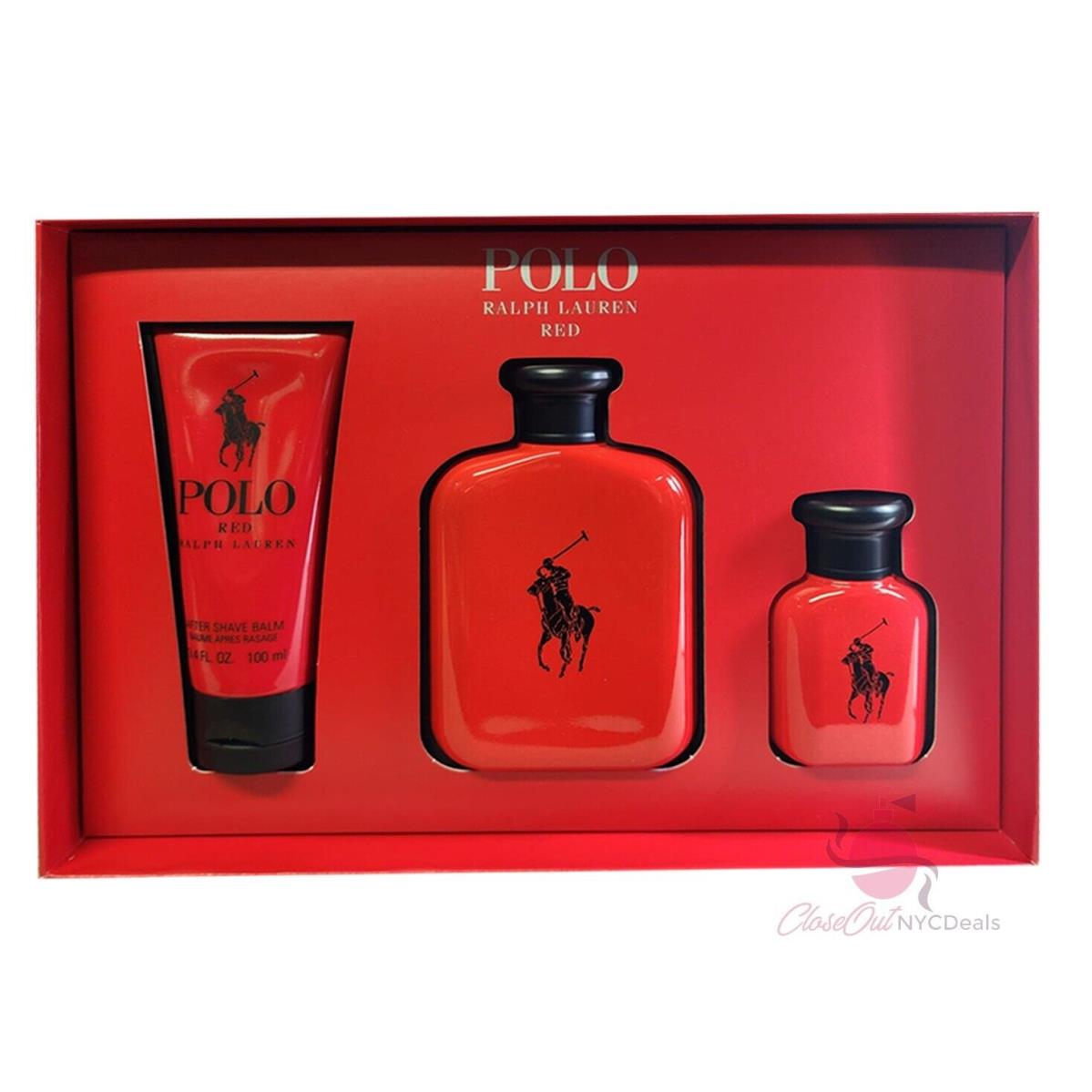 Polo Red by Ralph Lauren 3 Pc-4.2 oz Edt Sp+1.36 oz Edt Sp+3.4 oz After Shave