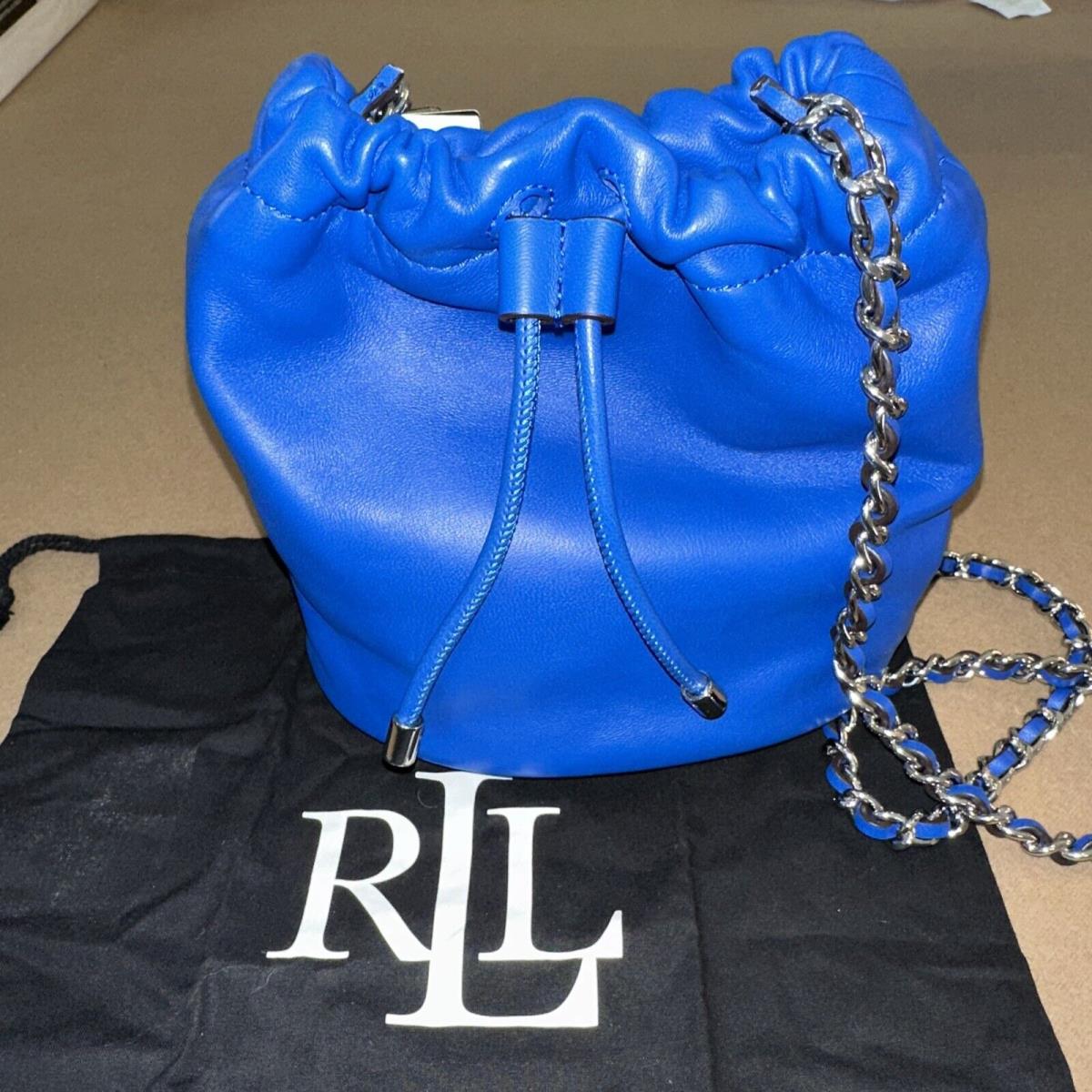 Lauren Ralph Lauren Nappa Leather Medium Emmy Bucket Bag Blue