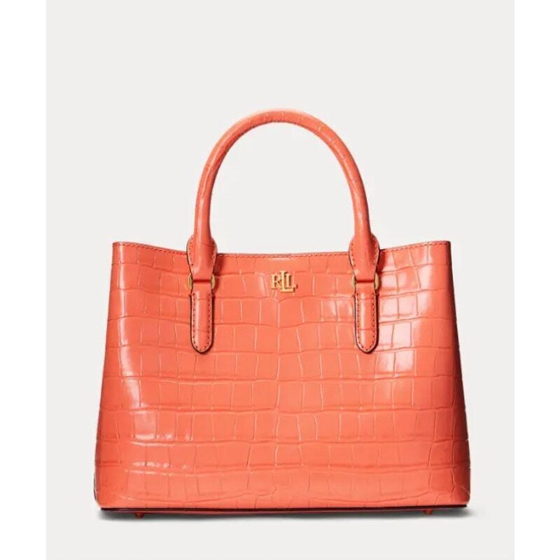 Lauren Ralph Lauren Embossed Leather Medium Marcy Portside Coral