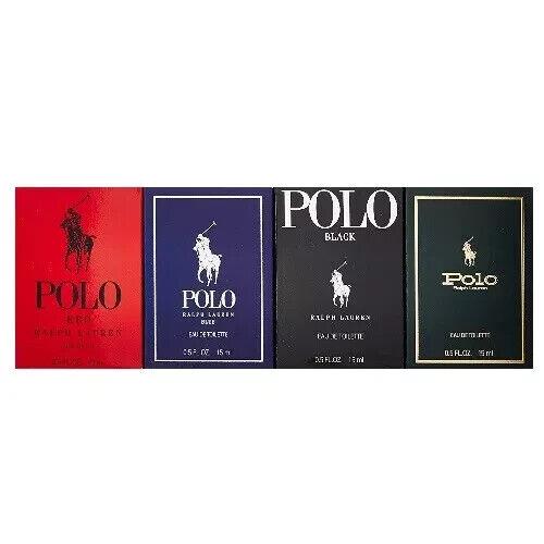 Polo by Ralph Lauren 4pc Mini Set 0.5 oz Polo Red + Blue + Black + Green