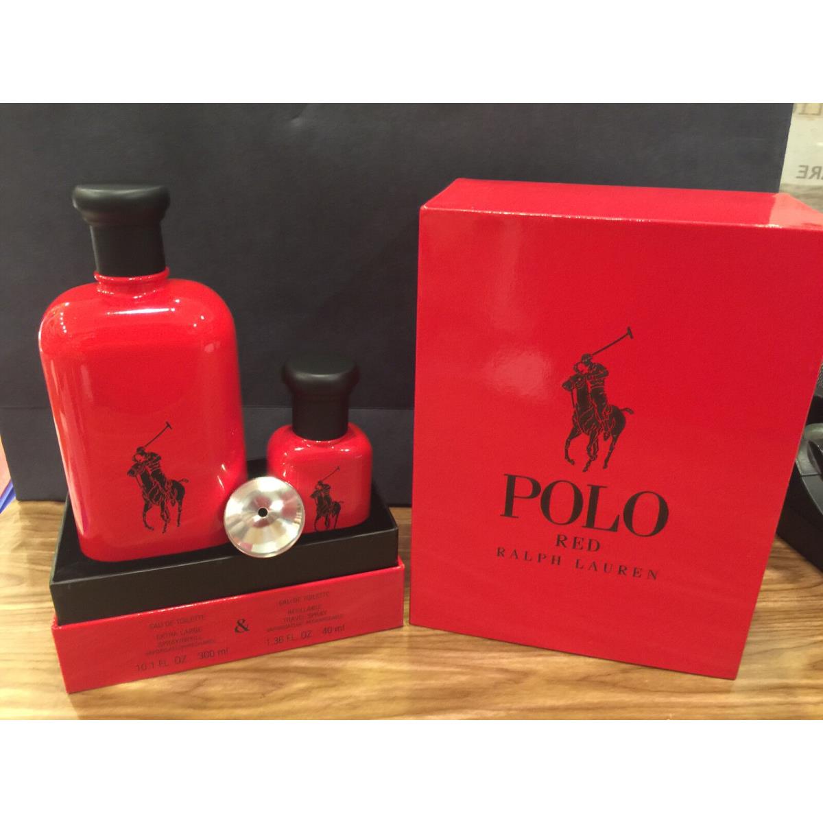 Ralph Lauren Polo Red 300ml 40ml X-large Eau De Toilette Spray Set Reffilable