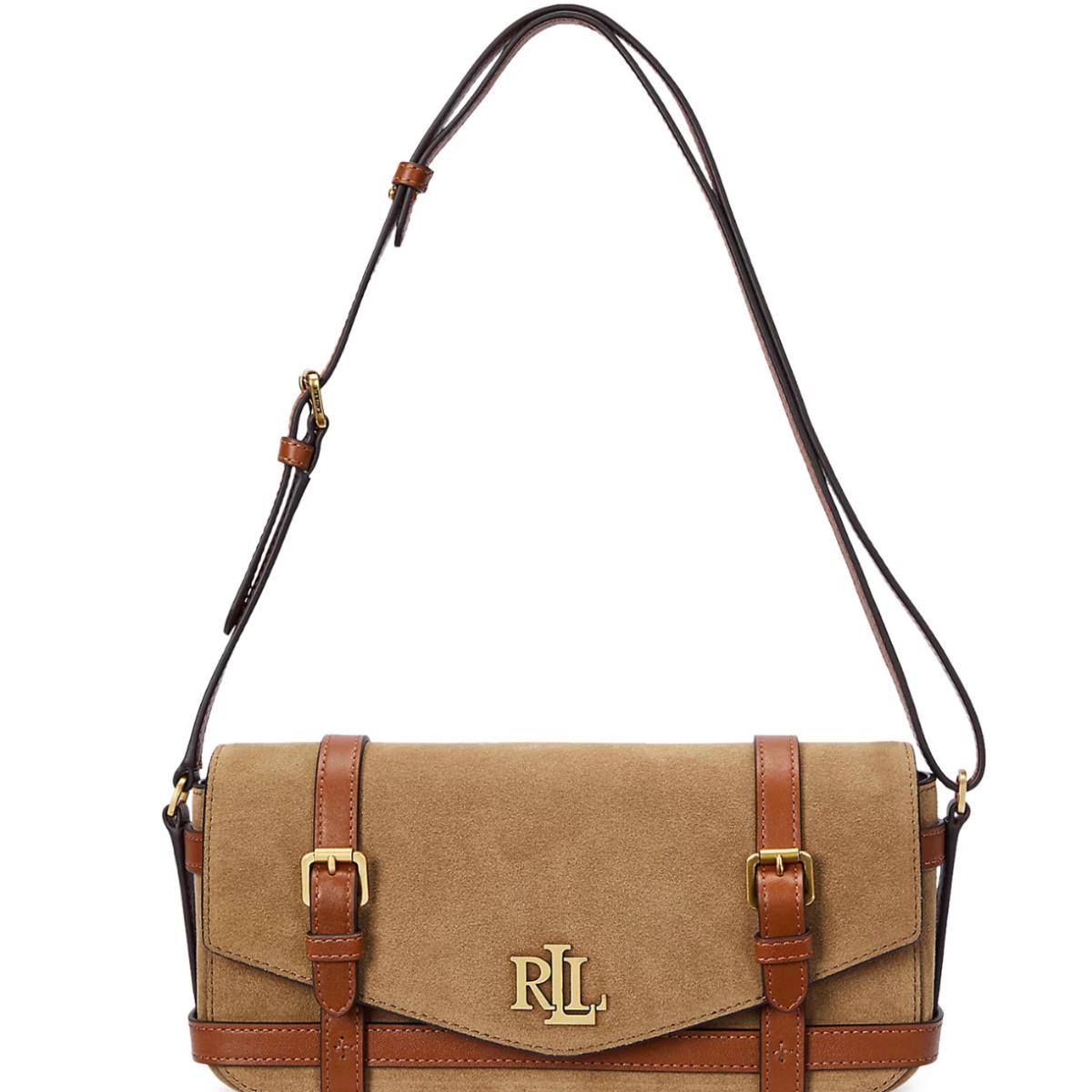 Ralph Lauren Sawyer Suede Small Shoulder Bag Honey Tan