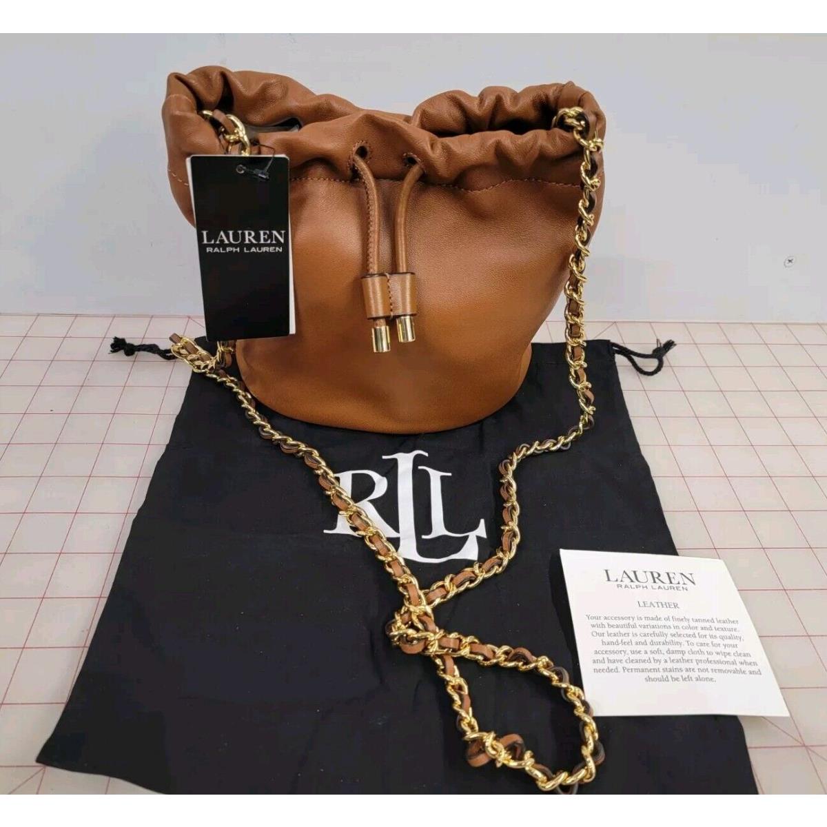 Lauren Ralph Lauren Leather Shoulder Bag Lauren Tan Gold Chain Strap