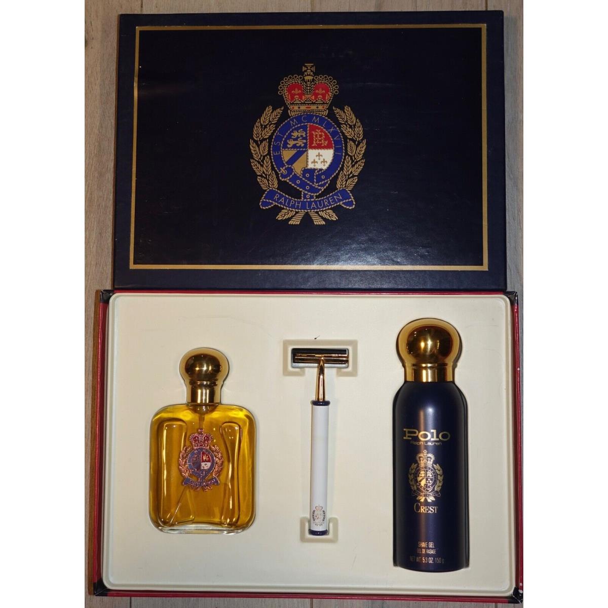 Polo Ralph Lauren Crest Eau De Toilette Spray 4 Oz/shave Gel/razor. Set.new.rare