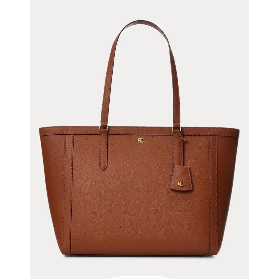 Lauren Ralph Lauren Crosshatch Leather Large Clare Tote/nwt