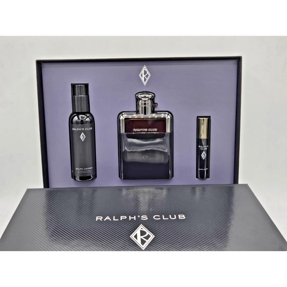 Ralph`s Club Ralph Lauren Men 3 PC Set Eau De Parfum 3.4 oz + Balm + Mini 10 ml