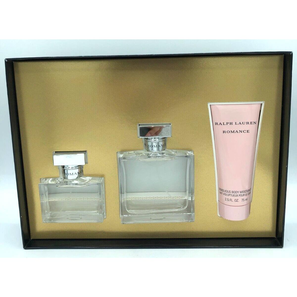 Romance Ralph Lauren 3pcs Set Edp Spray 3.4oz + 1.7oz Moisturizer 2.5oz