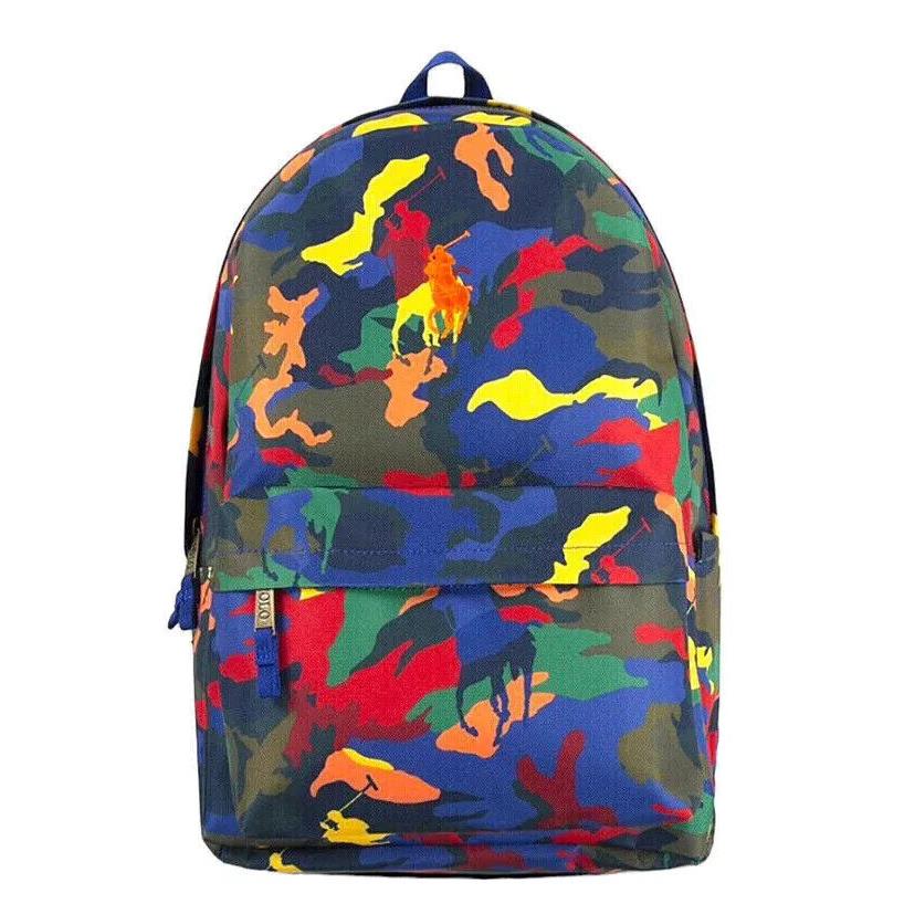 Polo Ralph Lauren Multi Color Camo Big Pony Backpack Size L W/laptop Sleeve