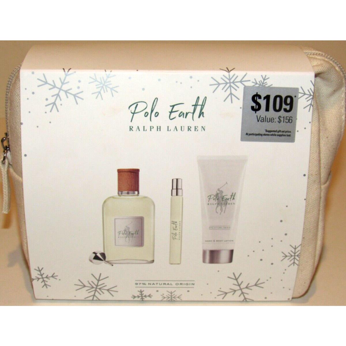 Polo Earth Ralph Lauren 3.4 Oz Eau de Toilette Travel Spray 1.7 Body Lotion Set