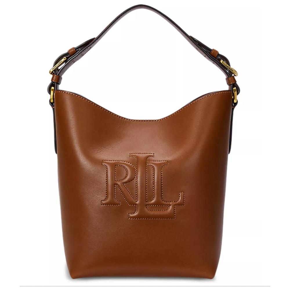 Ralph Lauren Witley Small Leather Bucket Bag Lauren Tan