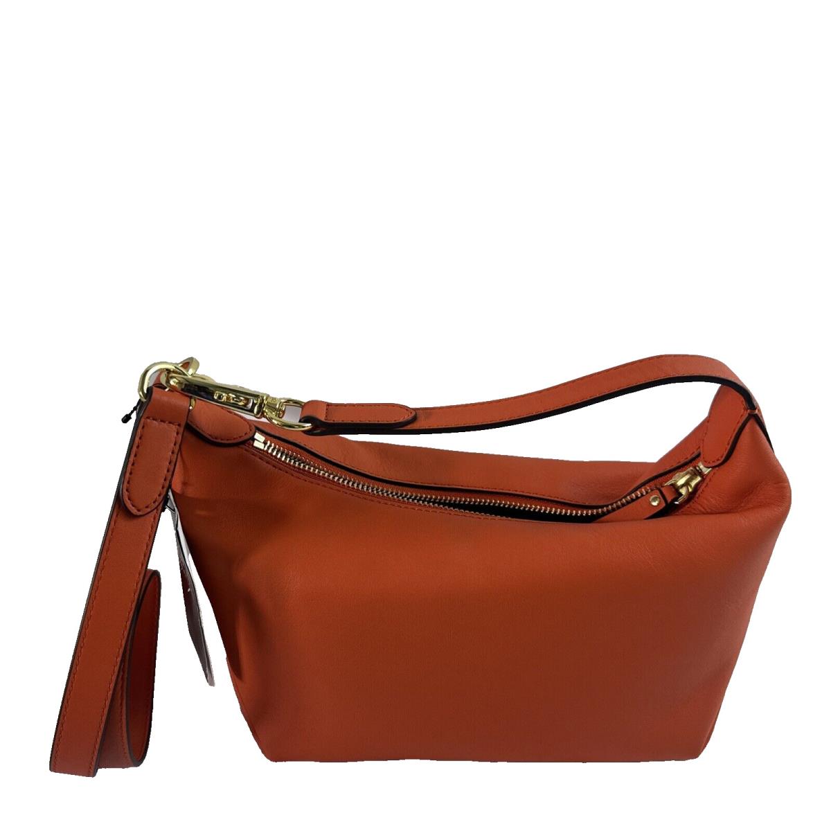 Ralph Lauren Kassie Medium Leather Convertible Shoulder Bag Fall Orange