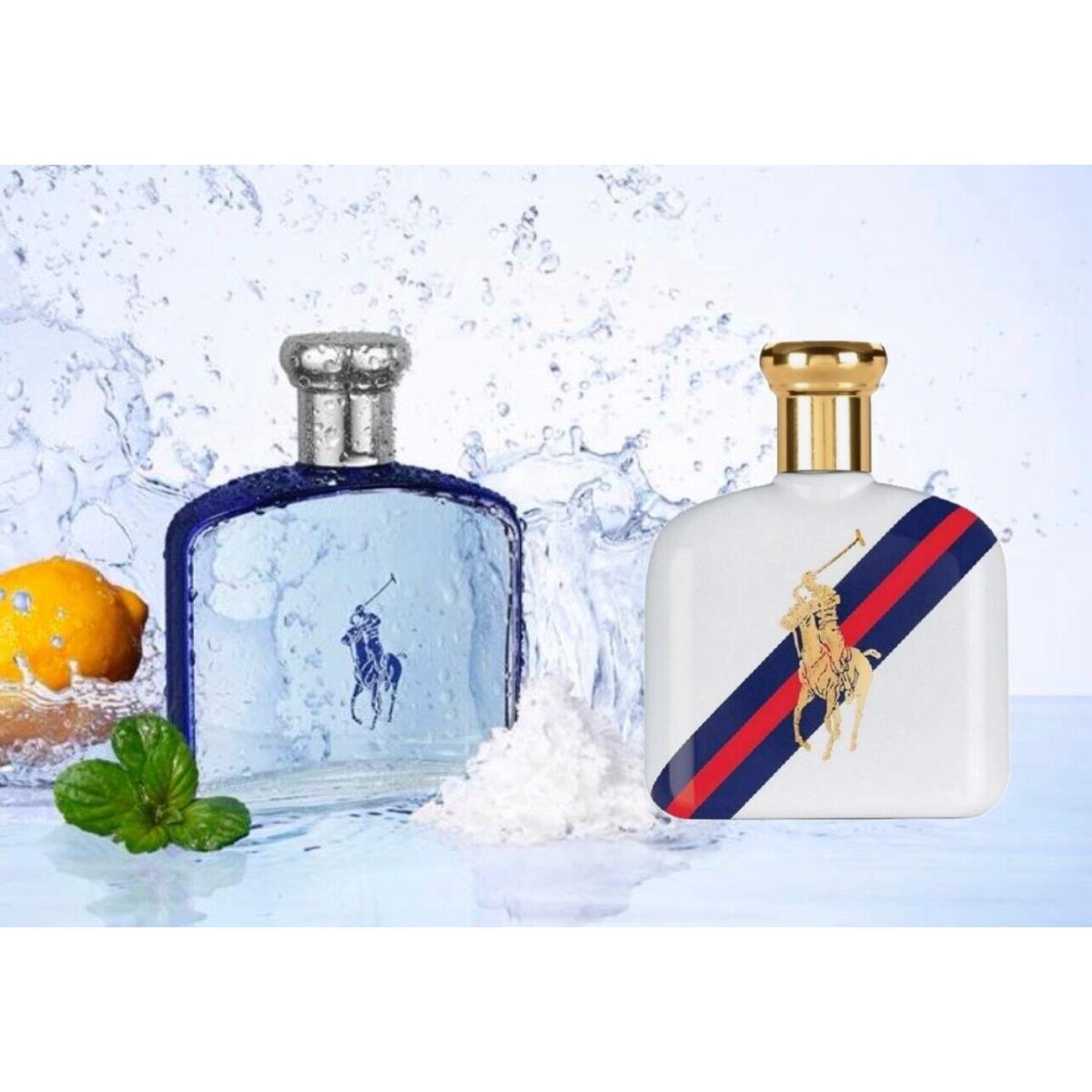 Polo Ralph Lauren Men Ultra Blue 4.2oz Edt + Blue Sport 4.2oz Tstrs