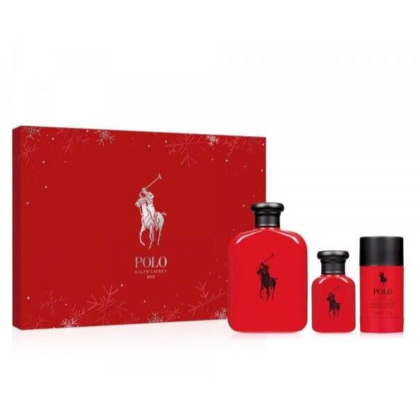 Ralph Lauren Polo Red 3pc 4.2oz Edt Spray + 1.36oz Edt Spray + 2.6oz Deodorant