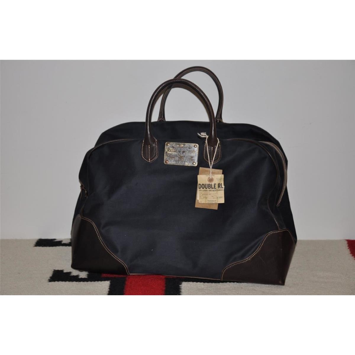 Ralph Lauren Rrl Weathered Cloth Leather Duffle Weekender Bag