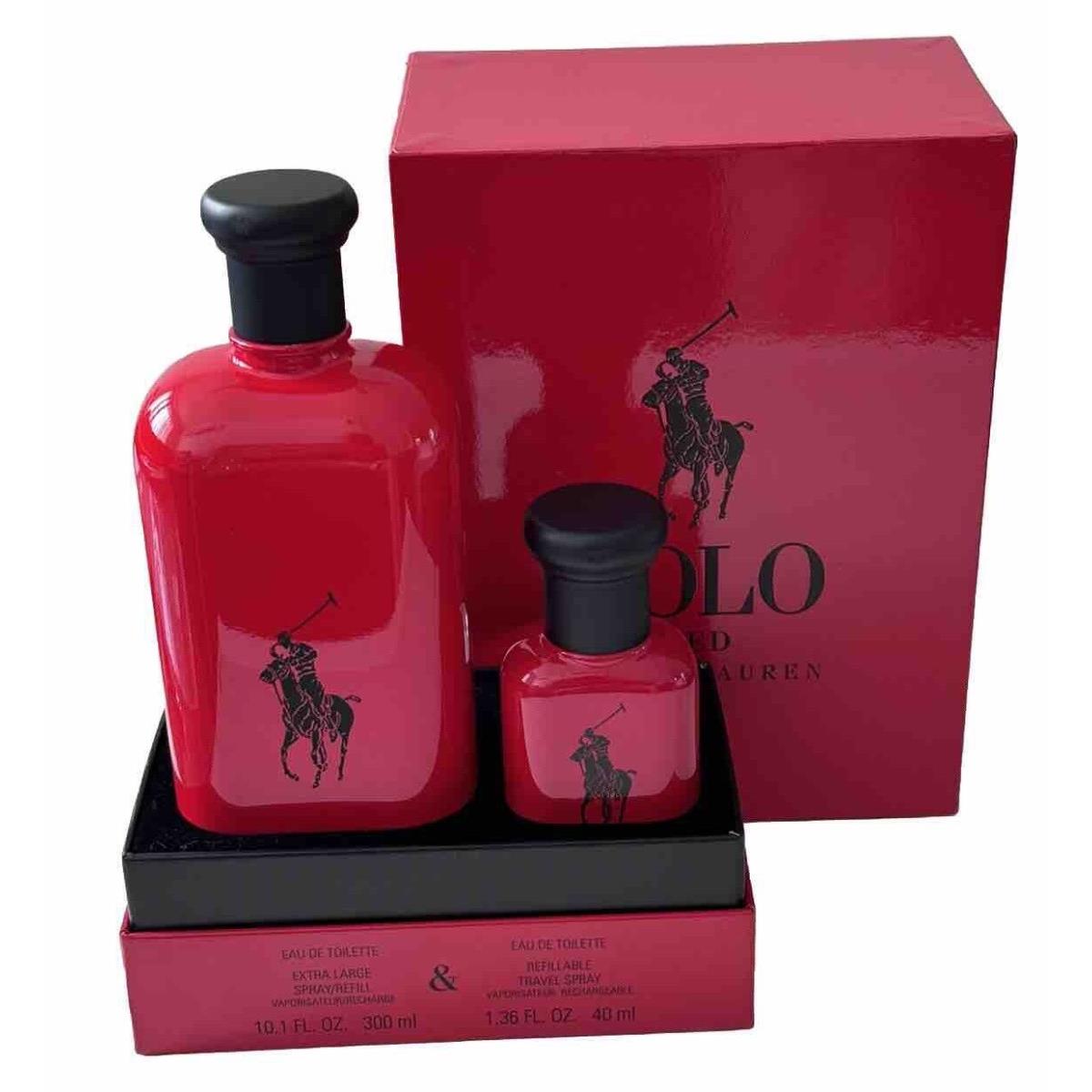 Ralph Lauren Polo Red 300ml 40ml X-large Eau De Toilette Spray Set Reffilable