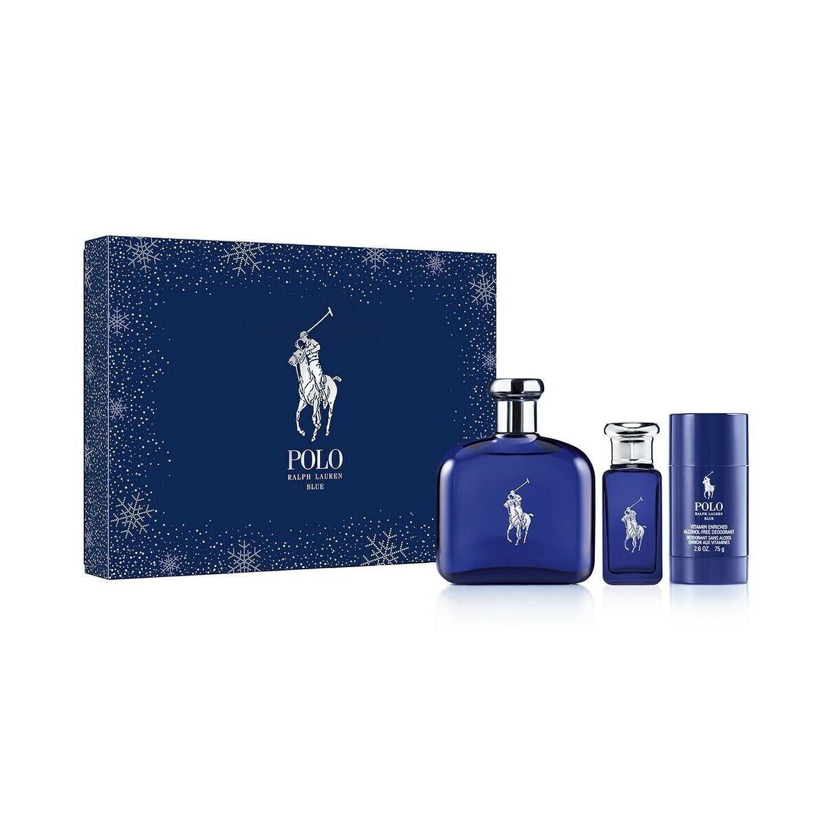 Ralph Lauren Polo Blue Set 4.2oz Edt Spray 1.2oz Edt 2.1 oz Deodorant