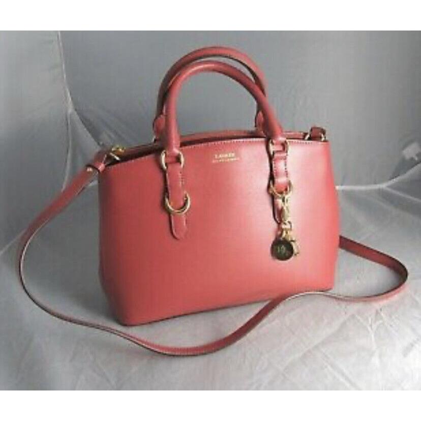 Ralph Lauren Bennington Leather Satchel with Removable Strap - Raspberry