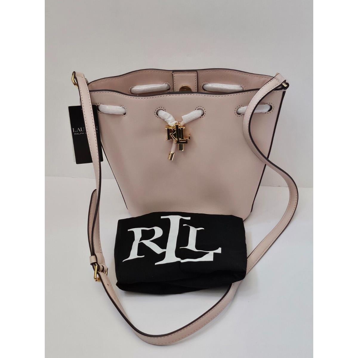 Ralph Lauren Medium Andie Bucket Drawstring Spring Pink Leather Bag Crossbody