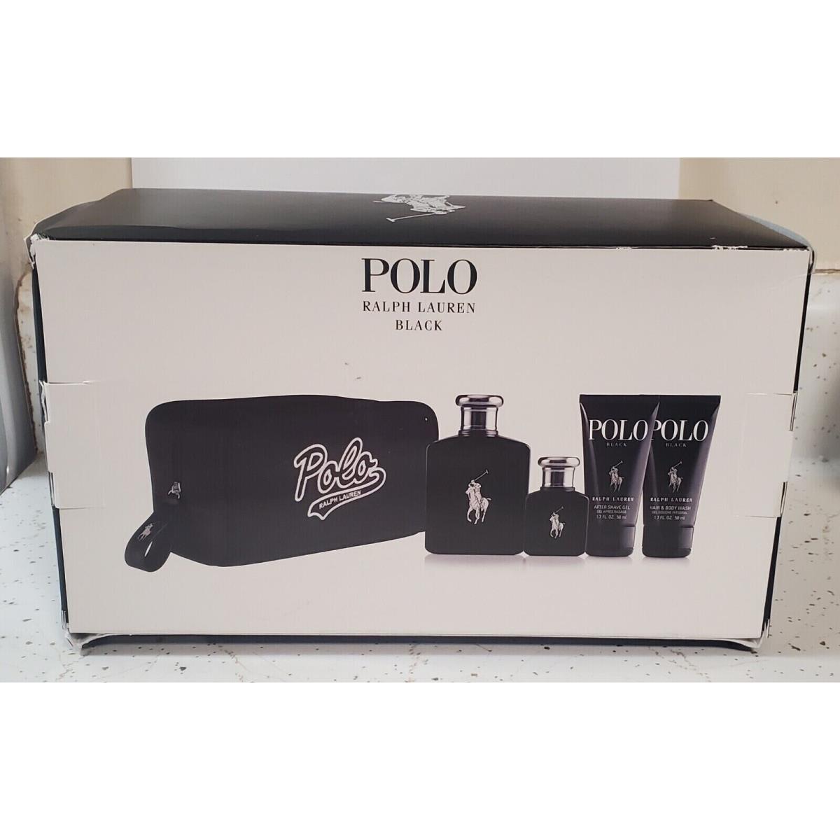 Ralph Lauren Polo Black 5 Pc Set 4.2 1.36 oz Edt Spray`s + A/s Gel + More