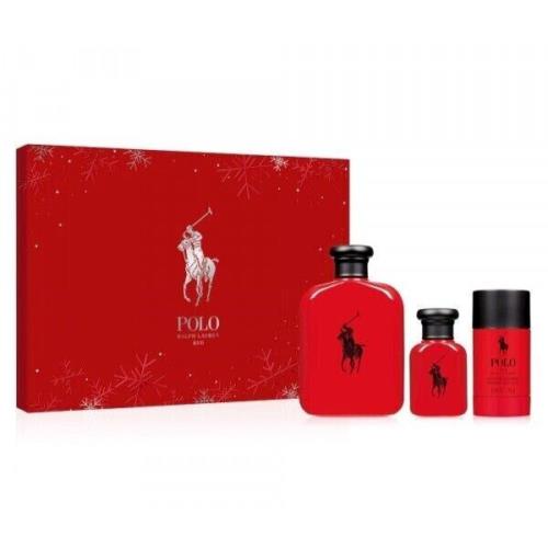 Polo Red Ralph Lauren 3pc 4.2oz Edt Spray + 1.36oz Edt Spray + 2.6oz Deodorant