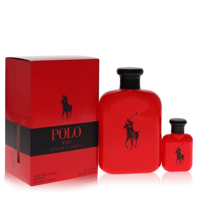 Polo Red by Ralph Lauren Gift Set 4.2 oz Edt + 0.5 oz Mini Edt