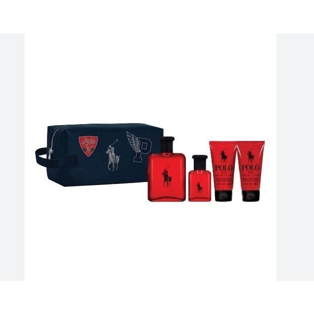 Polo Red by Ralph Lauren 5 Piece Gift Set - Spray + After Shade + Body Wash +bag