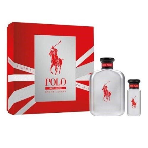 Polo Red Rush by Ralph Lauren For Men 2 Pcs Set 4.2 oz Edt + 1.0 oz Travel Spray