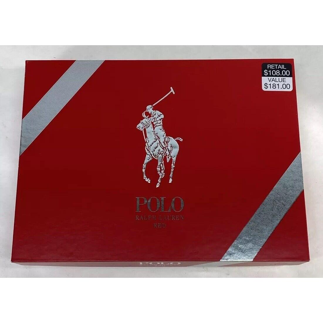 Polo Ralph Lauren Red 3 Piece Gift Set 4.2 Fl. OZ Eau DE Toilette