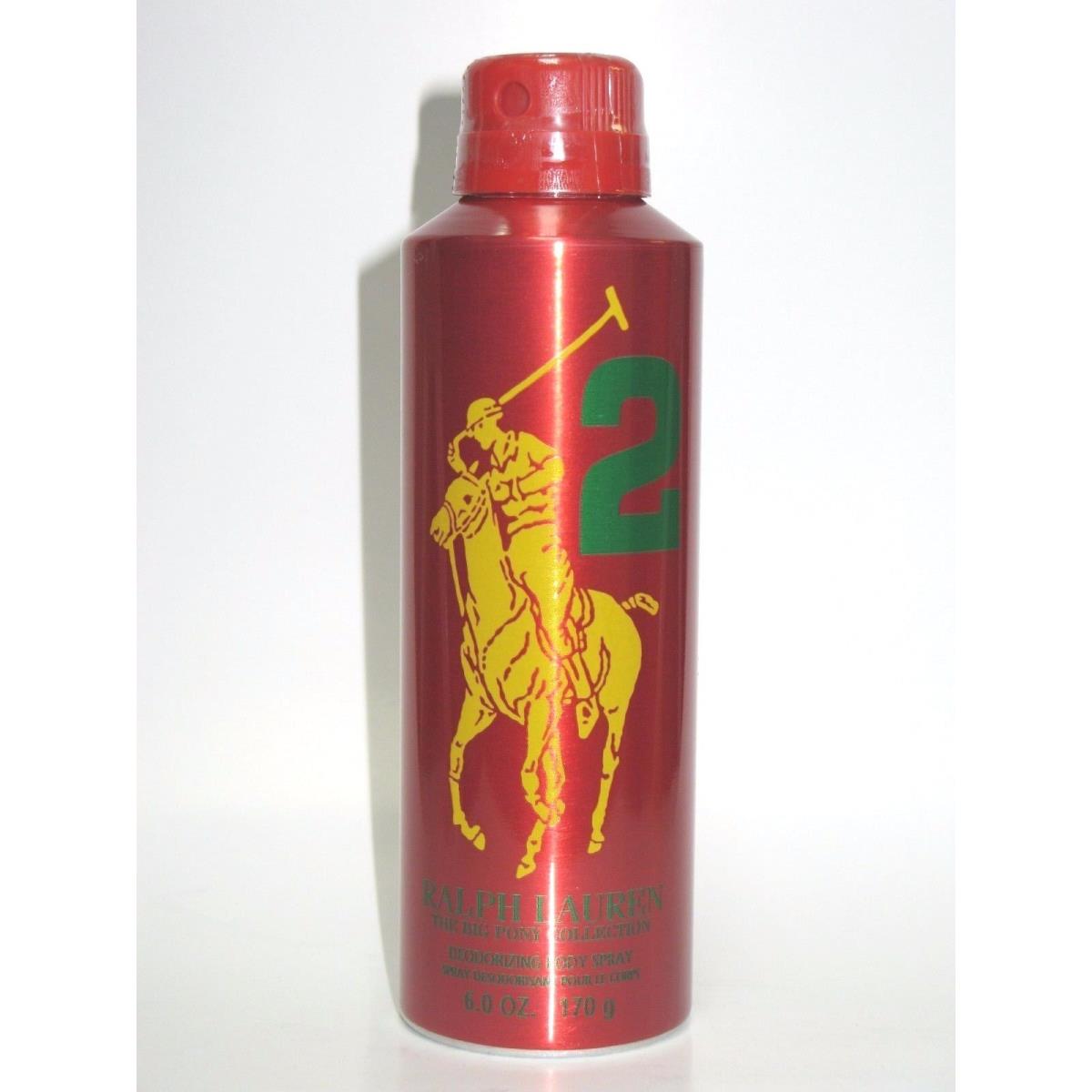 Polo Ralph Lauren Big Pony Men No 2 Red Deodorant Body Spray 6.0 oz