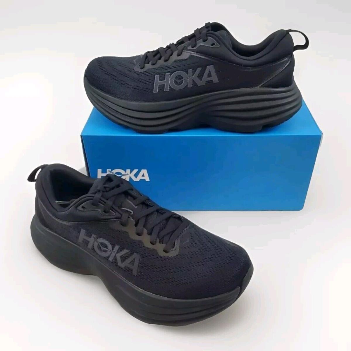 Hoka Running Shoes Bondi 8 Men`s US Size 8 D Black 1123202 Womens 9.5