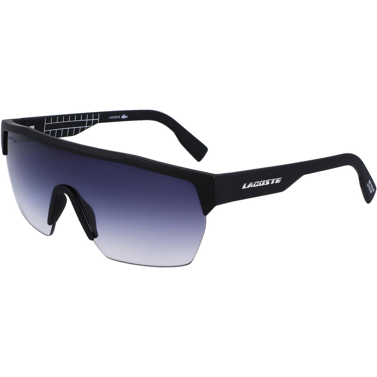 Lacoste Men`s Semi-rimless Shield Sunglasses w/ Gradient Lens - L989S Matte Black/Blue Gradient (002)