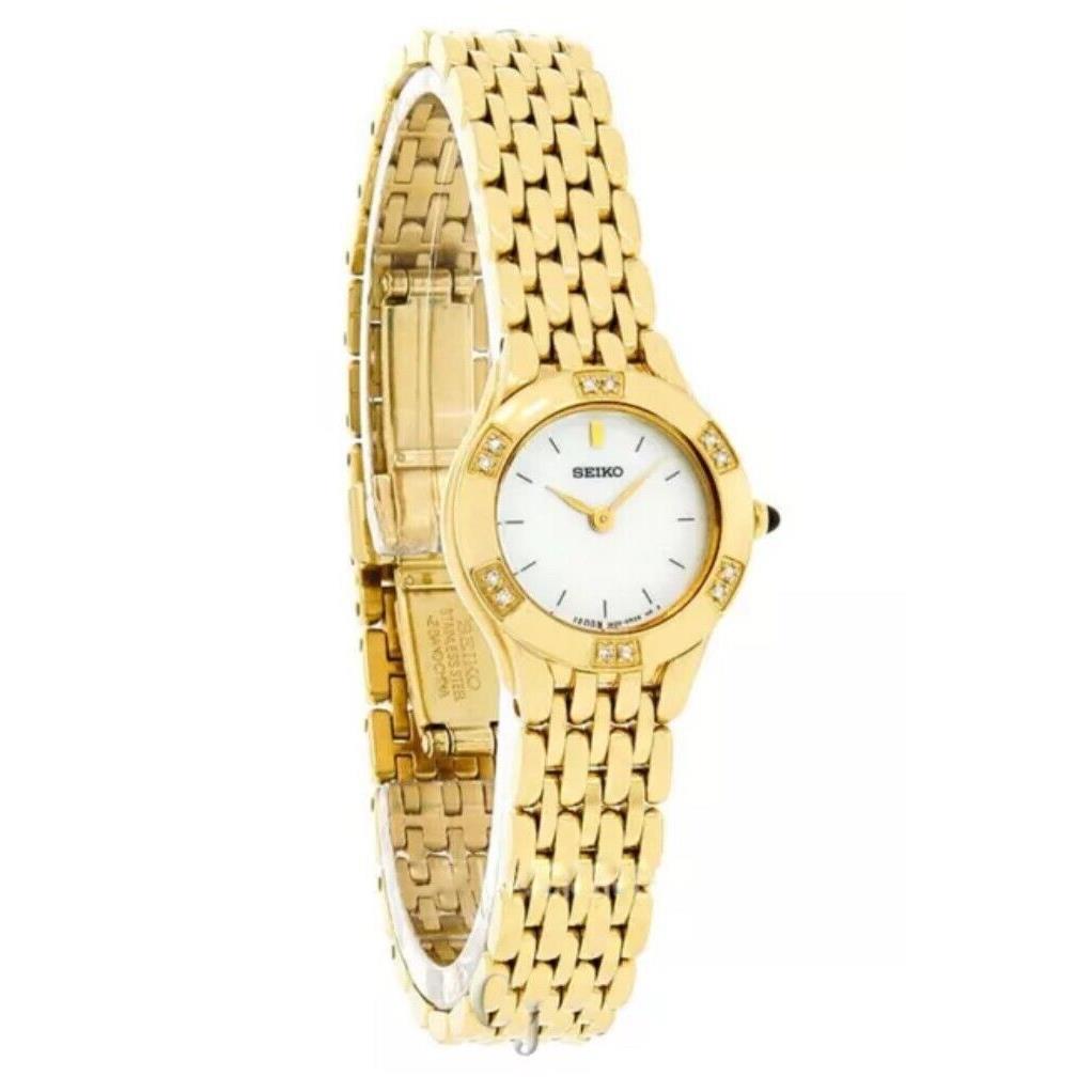 Seiko Gold Tone Mother Pearl Diamond Accent SUJC44 Womens Watch The Only 1