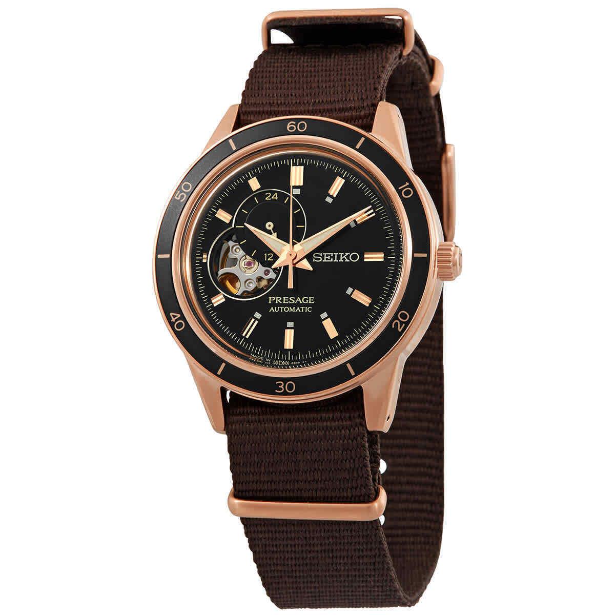 Seiko Presage Automatic Black Dial Men`s Watch SSA426J1 - Dial: Black, Band: Brown, Bezel: Black