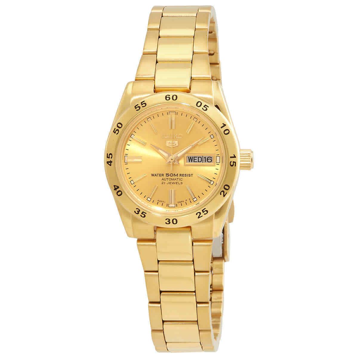 Seiko 5 Sports Automatic Gold Dial Ladies Watch SYMG44K1