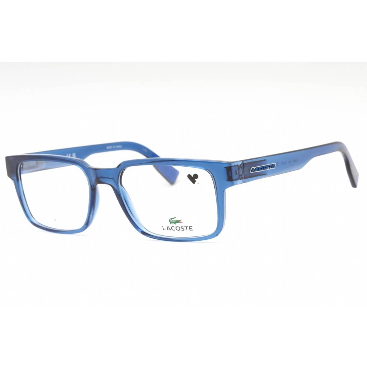 Lacoste Men`s Eyeglasses Blue Plastic Rectangular Shape Full Rim Frame L2928 400