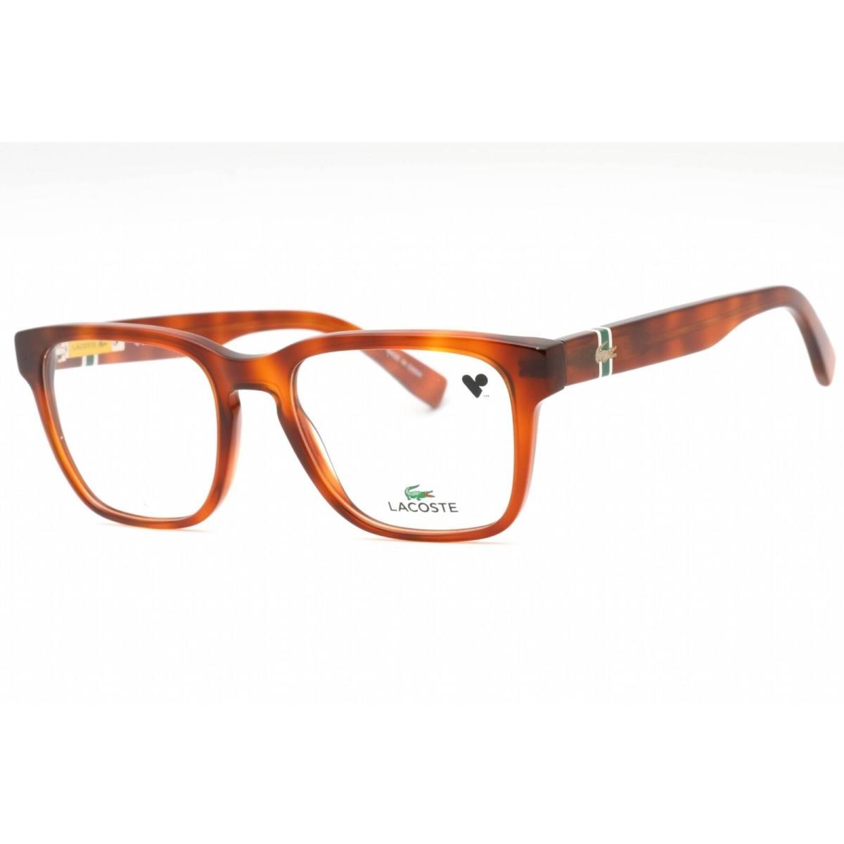 Lacoste Men`s Eyeglasses Blonde Havana Plastic Square Full Rim Frame L2932 218