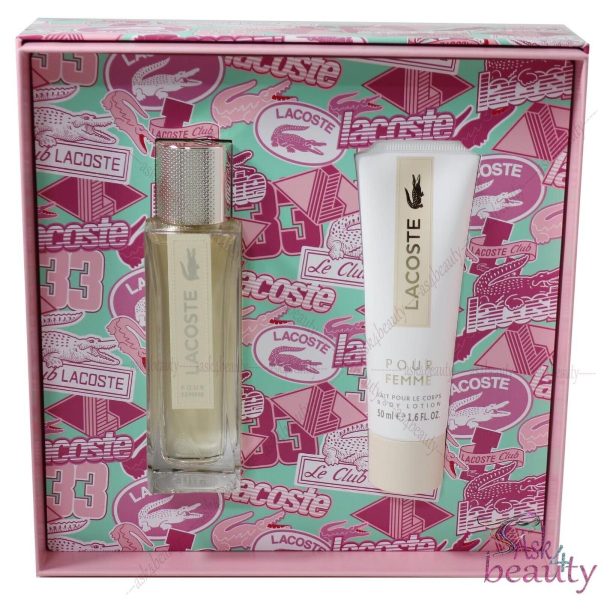 Lacoste Pour Femme 2 Pces Set For Women 1.7 oz Edp Spray+1.7 oz B/l