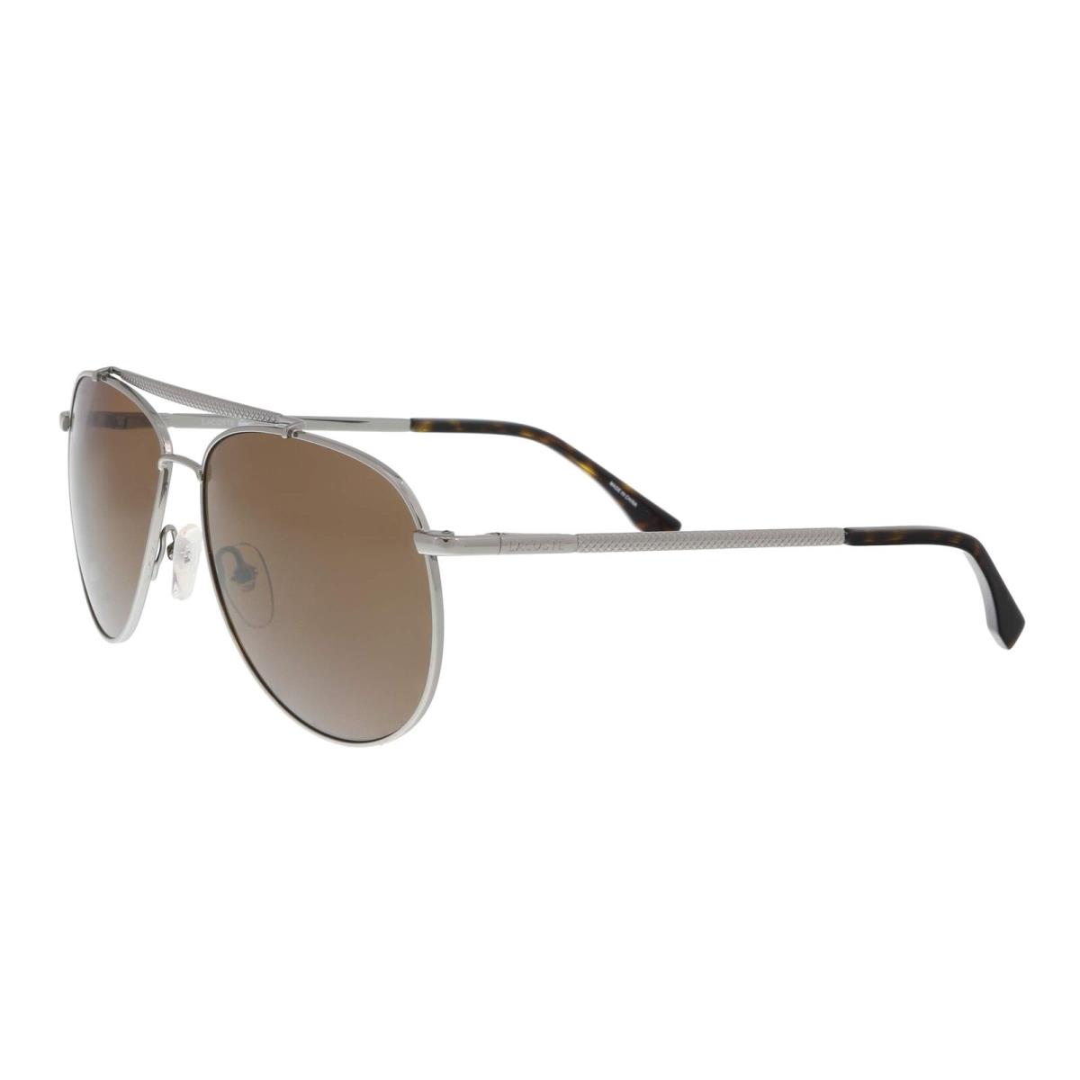 Lacoste L177S 033 Gunmetal Aviator Sunglasses with Brown Lenses 57/15/140