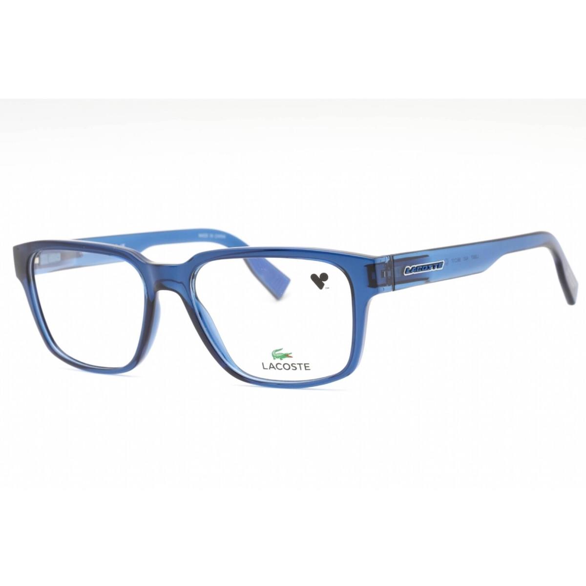 Lacoste Men`s Eyeglasses Blue Plastic Rectangular Shape Full Rim Frame L2927 400