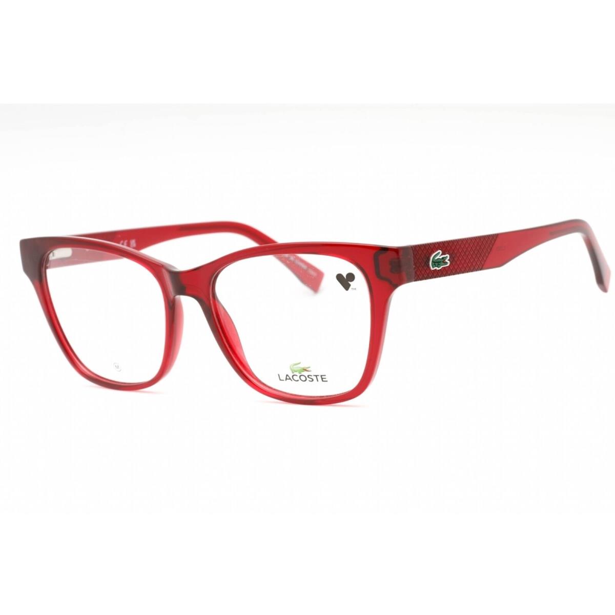 Lacoste Women`s Eyeglasses Red Plastic Square Shape Full Rim Frame L2920 615