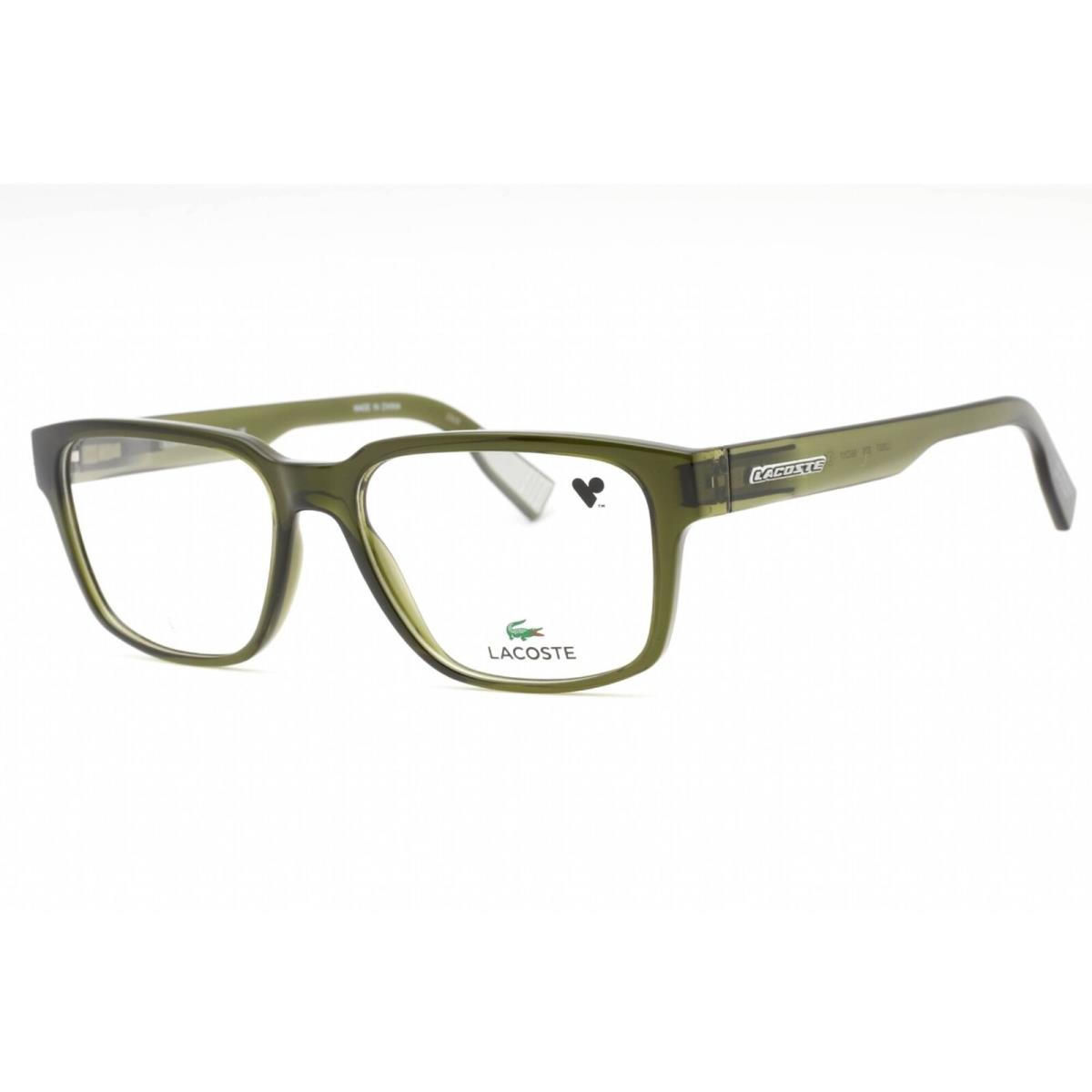 Lacoste Men`s Eyeglasses Khaki Plastic Rectangular Full Rim Frame L2927 275