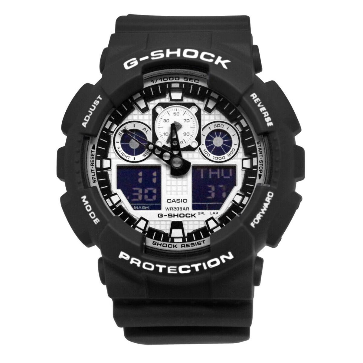Casio GA100BW-1A G-shock Day Date Analog Digital Black Resin Watch