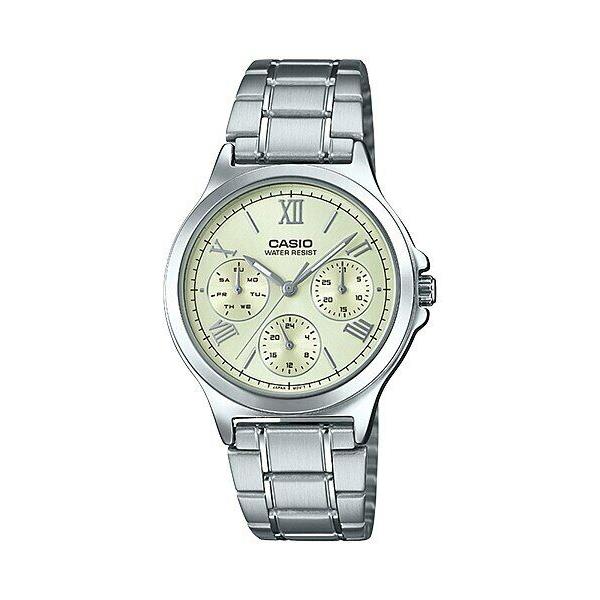 Casio Ladies` Standard Analog Silver Stainless Steel Beige Watch LTP-V300D-9A1