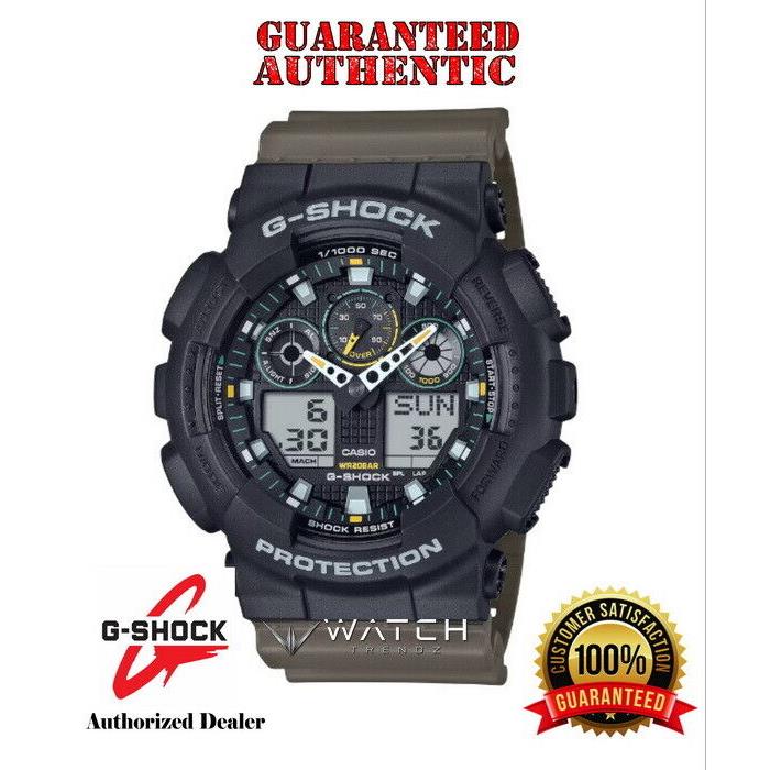 Casio G-shock GA100TU-1A3 Utilitarian Style Analog Digital Black and Beige Watch