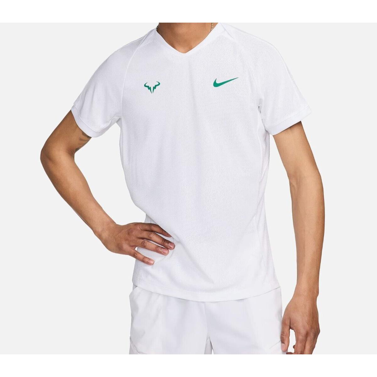 Nike Rafa Dri-fit Adv Tennis Shirt - FD5409 100 - White / Green - Size M