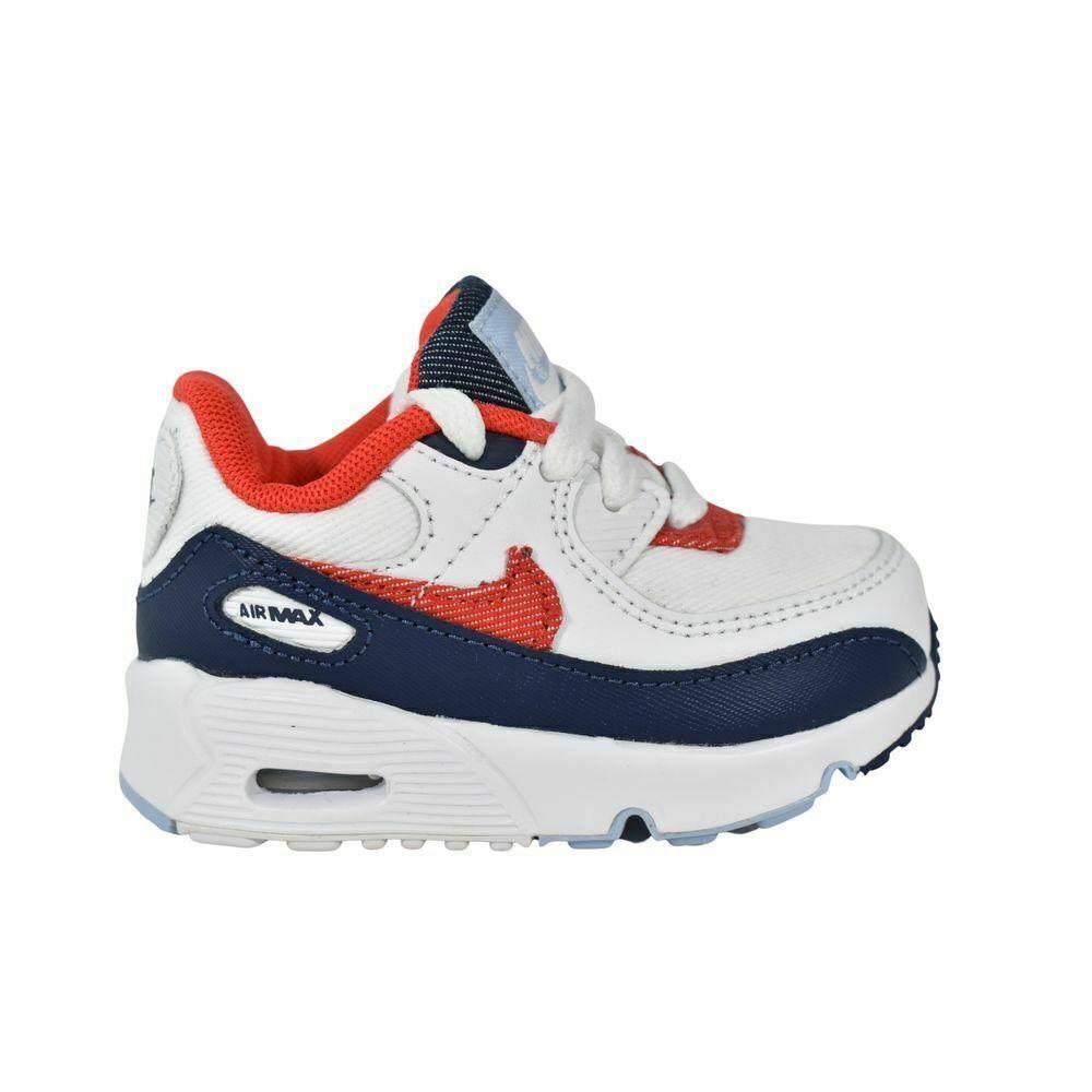 Toddler`s Nike Air Max 90 Usa Denim White/chile Red-midnight Navy DJ5179